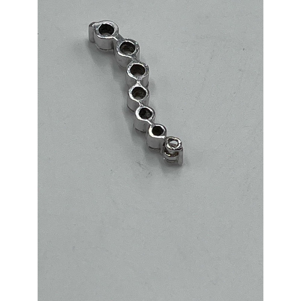 14K White Gold Journey Wave Seven Round Brilliant Cut Diamond Pendant .89-1 CTTW - Picture 8 of 9